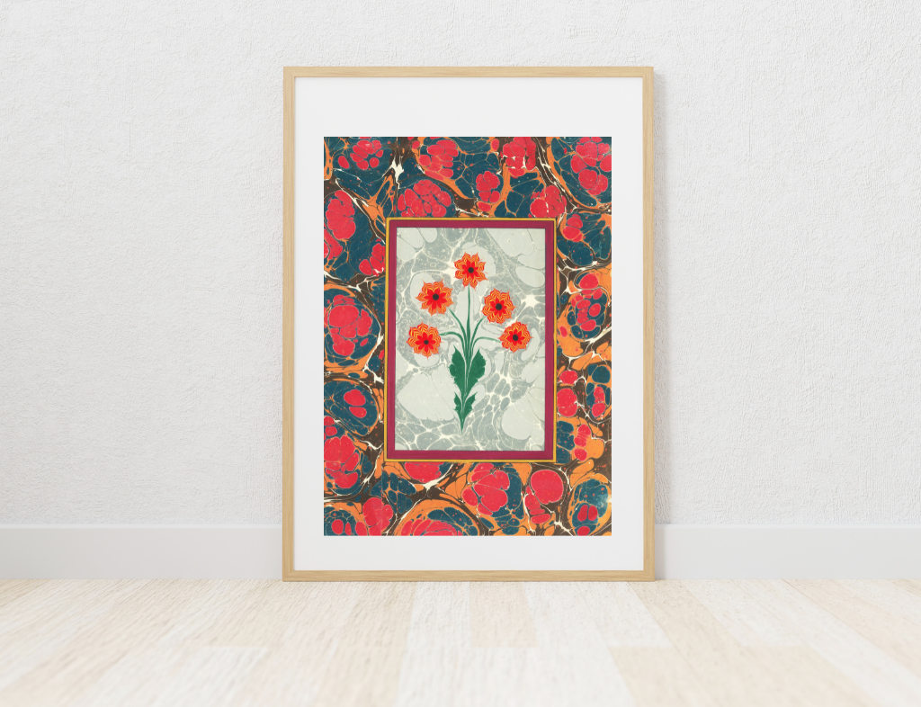 Çiçek Ebrusu - Krizantem (Red Chrysanthemum) - Görsel 4