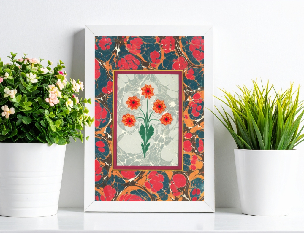 Çiçek Ebrusu - Krizantem (Red Chrysanthemum) - Görsel 6