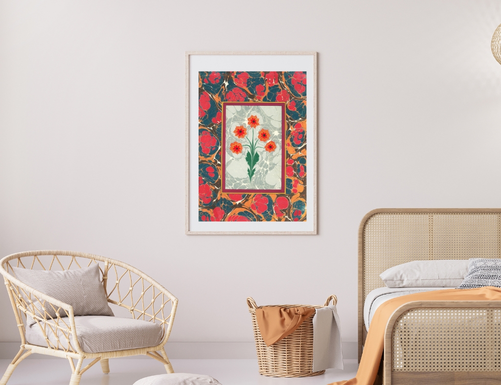 Çiçek Ebrusu - Krizantem (Red Chrysanthemum) - Görsel 5