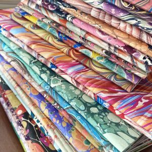 Ebru kaplı defter (notebook covered with marbled paper)